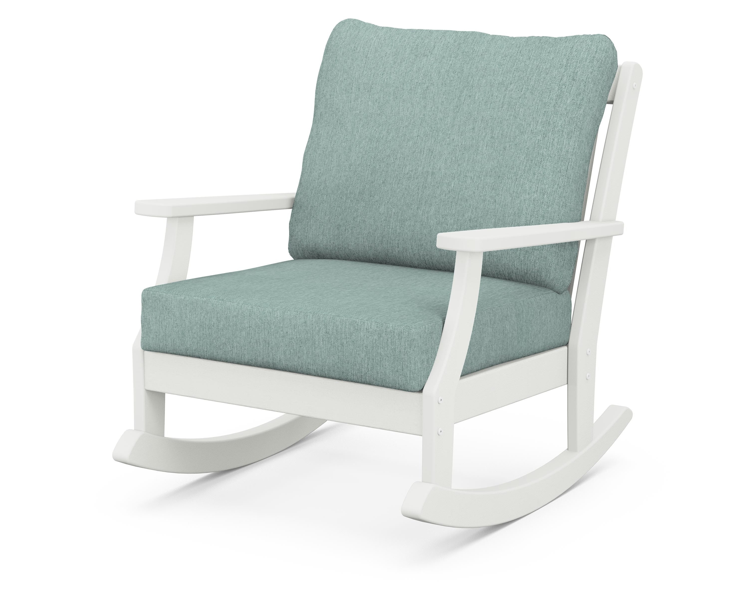 POLYWOOD® Braxton Deep Seating Rocking Chair in Vintage White / Glacier Spa