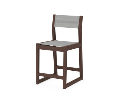 POLYWOOD® EDGE Sling Counter Side Chair in Mahogany / Metallic Sling