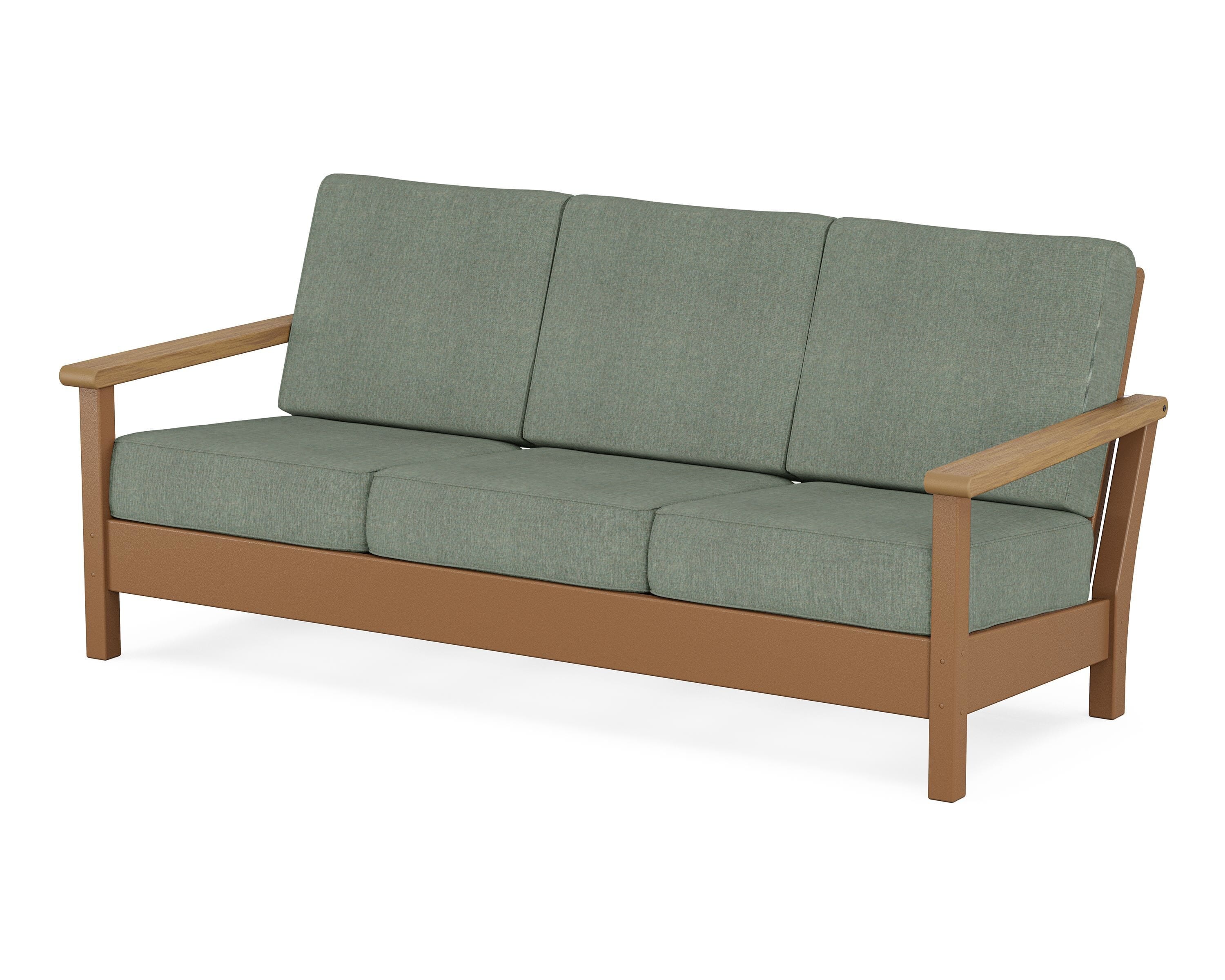POLYWOOD® Harbour Deep Seating Sofa in Teak / Natural / Cast Sage