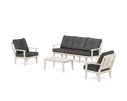 POLYWOOD® Mission 4-Piece Deep Seating Set with Sofa in Sand / Spectrum Carbon