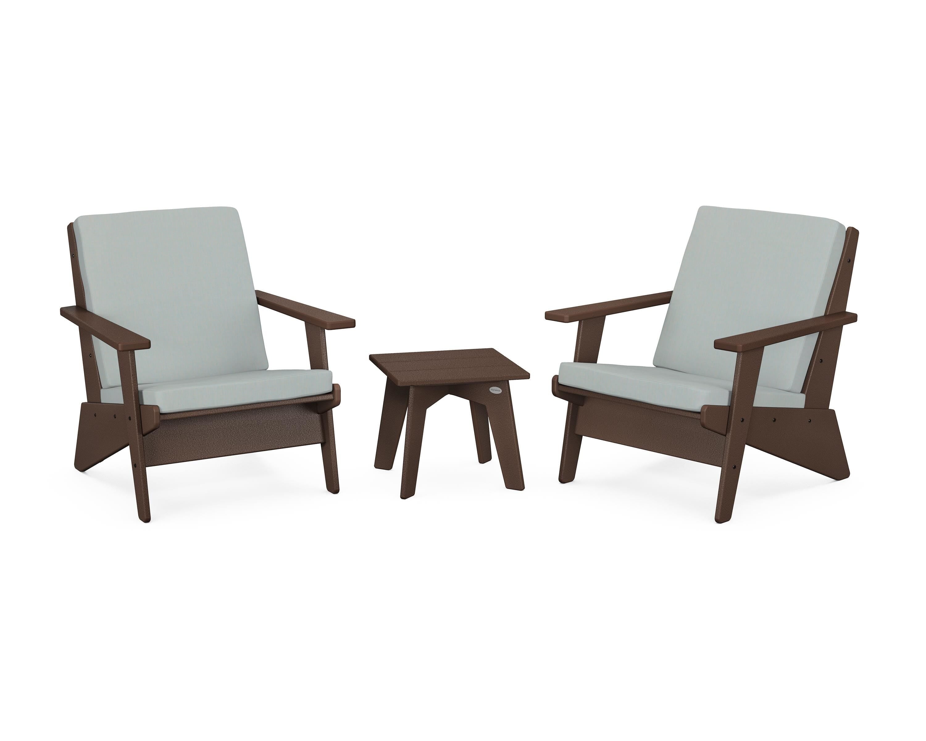 POLYWOOD® Riviera Modern Lounge 3-Piece Set in Mahogany / Spa