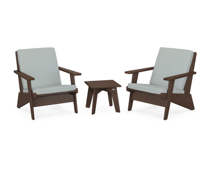 POLYWOOD® Riviera Modern Lounge 3-Piece Set in Mahogany / Spa