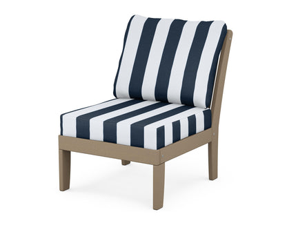 POLYWOOD® Braxton Modular Armless Chair in Vintage Sahara / Cabana Stripe Marine Indigo
