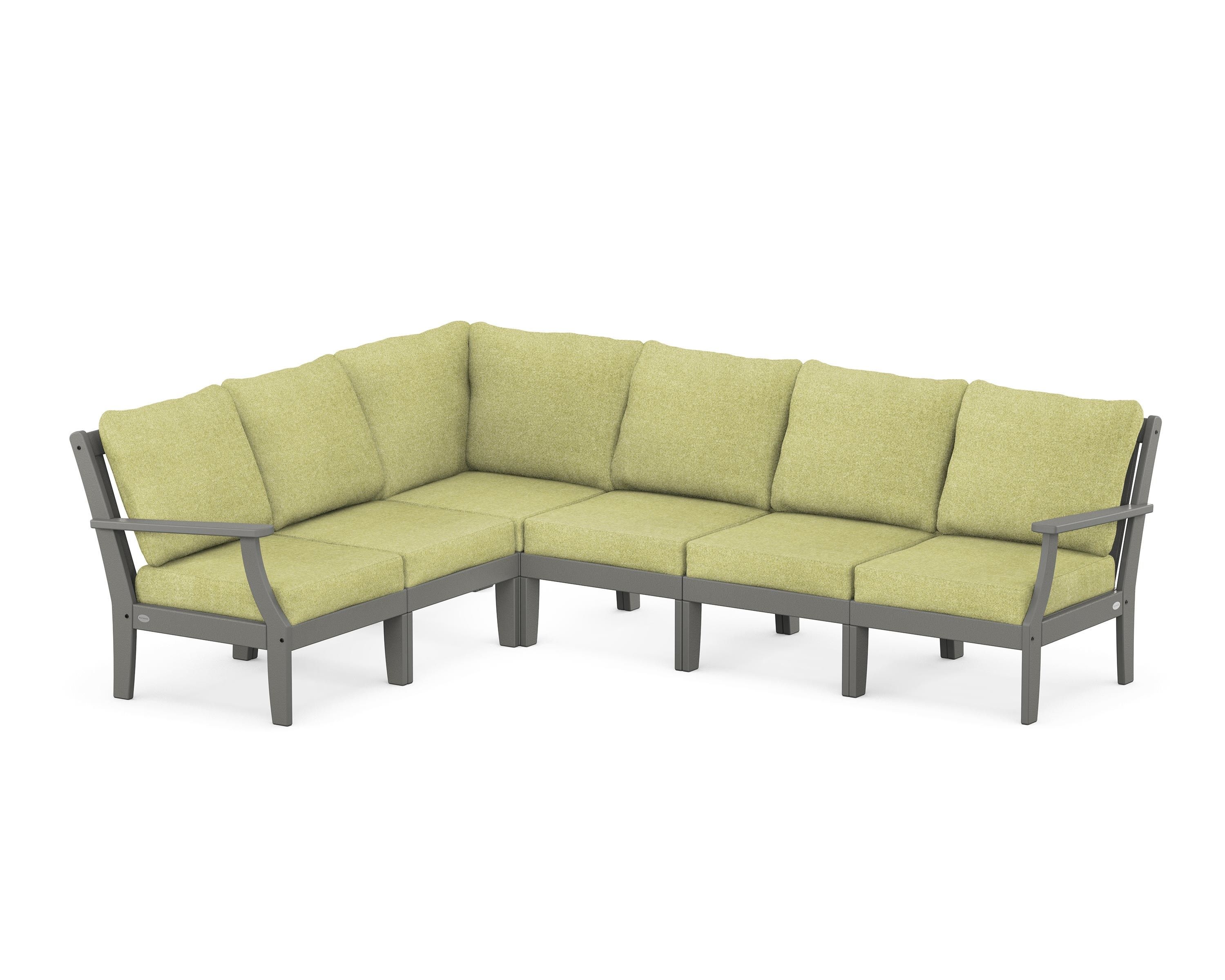 POLYWOOD® Braxton Modular 6-Piece Deep Seating Set in Slate Grey / Chartreuse Boucle