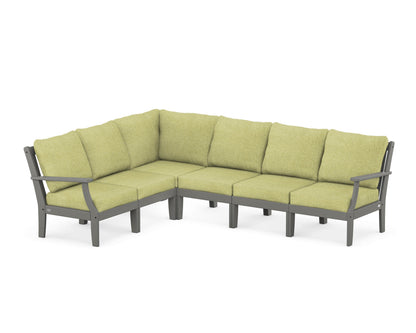 POLYWOOD® Braxton Modular 6-Piece Deep Seating Set in Slate Grey / Chartreuse Boucle
