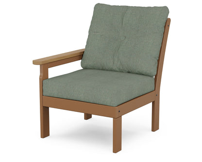 POLYWOOD® Vineyard Modular Left Arm Chair in Teak / Natural / Cast Sage