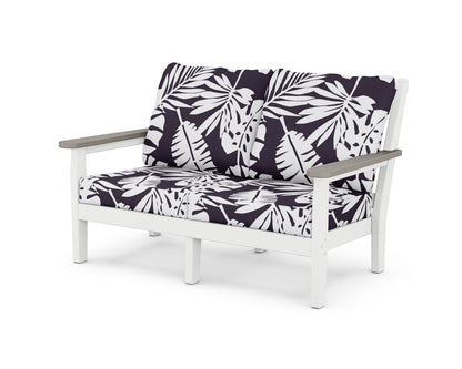 POLYWOOD® Chippendale Deep Seating Loveseat in White / Driftwood / Leaf Navy
