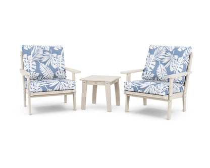 POLYWOOD® Lakeside 3-Piece Deep Seating Chair Set in Sand / Leaf Sky Blue
