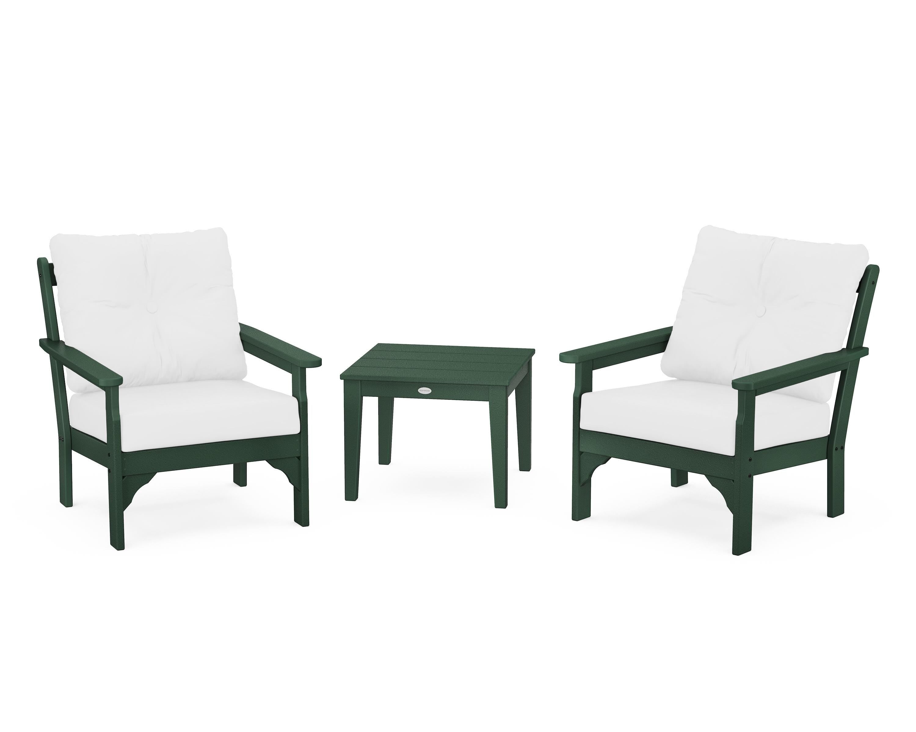 POLYWOOD® Vineyard 3-Piece Deep Seating Set in Green / Natural