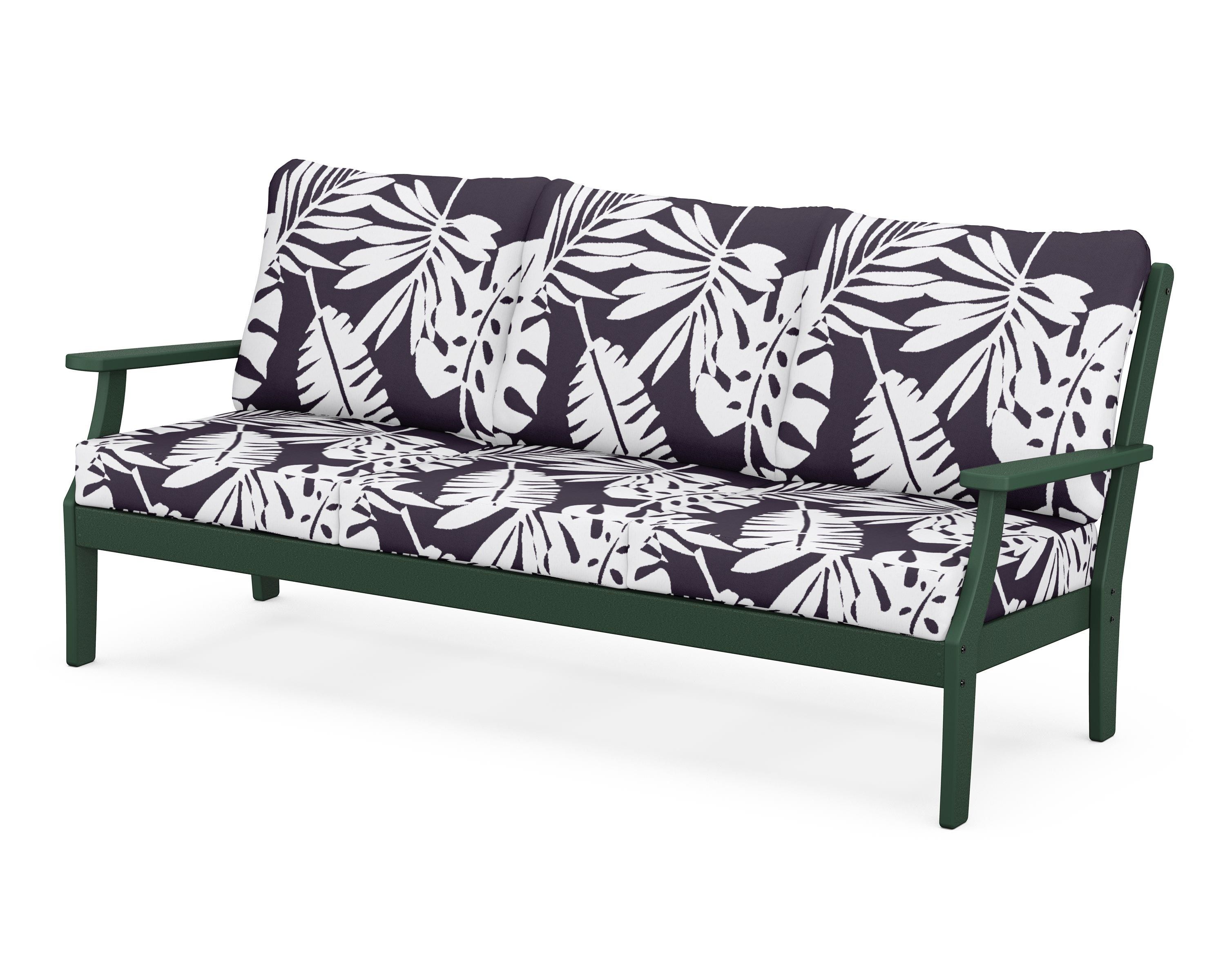 POLYWOOD® Braxton Deep Seating Sofa in Green / Leaf Navy