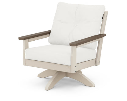 POLYWOOD® Vineyard Deep Seating Swivel Chair in Sand / Kona / Natural Linen