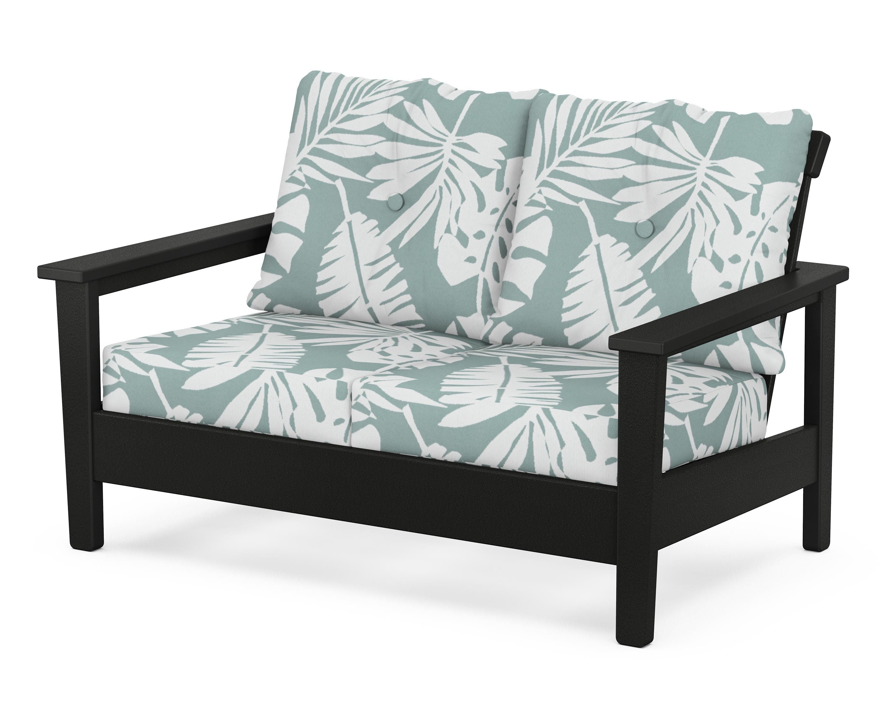 POLYWOOD® Prescott Deep Seating Loveseat in Black / Leaf Glacier Spa