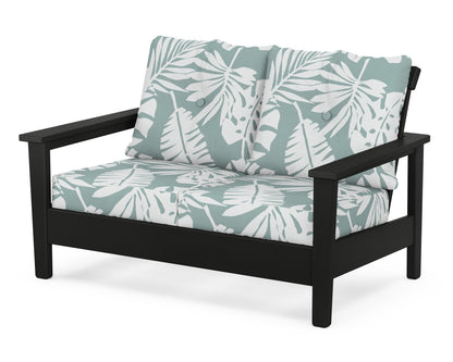 POLYWOOD® Prescott Deep Seating Loveseat in Black / Leaf Glacier Spa