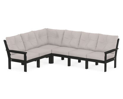 POLYWOOD® Vineyard 6-Piece Sectional in Black / Dune Burlap