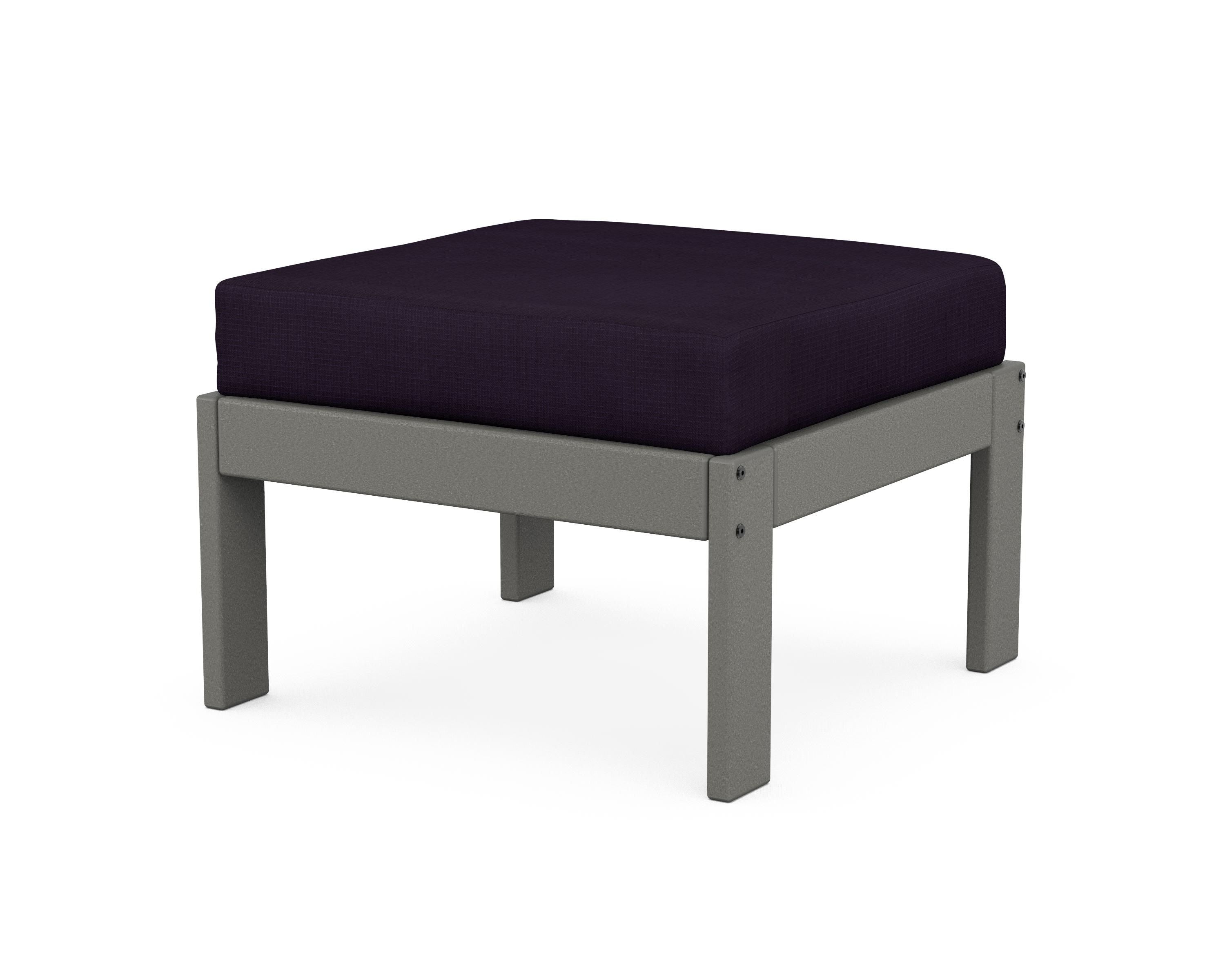 POLYWOOD® Vineyard Modular Ottoman in Slate Grey / Navy Linen