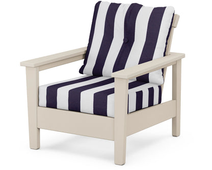 POLYWOOD® Prescott Deep Seating Chair in Sand / Cabana Stripe Navy