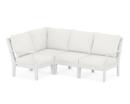 POLYWOOD® Braxton Modular 4-Piece Deep Seating Set in White / Natural Linen