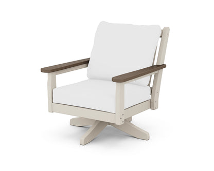 POLYWOOD® Chippendale Deep Seating Swivel Chair in Sand / Kona / Natural