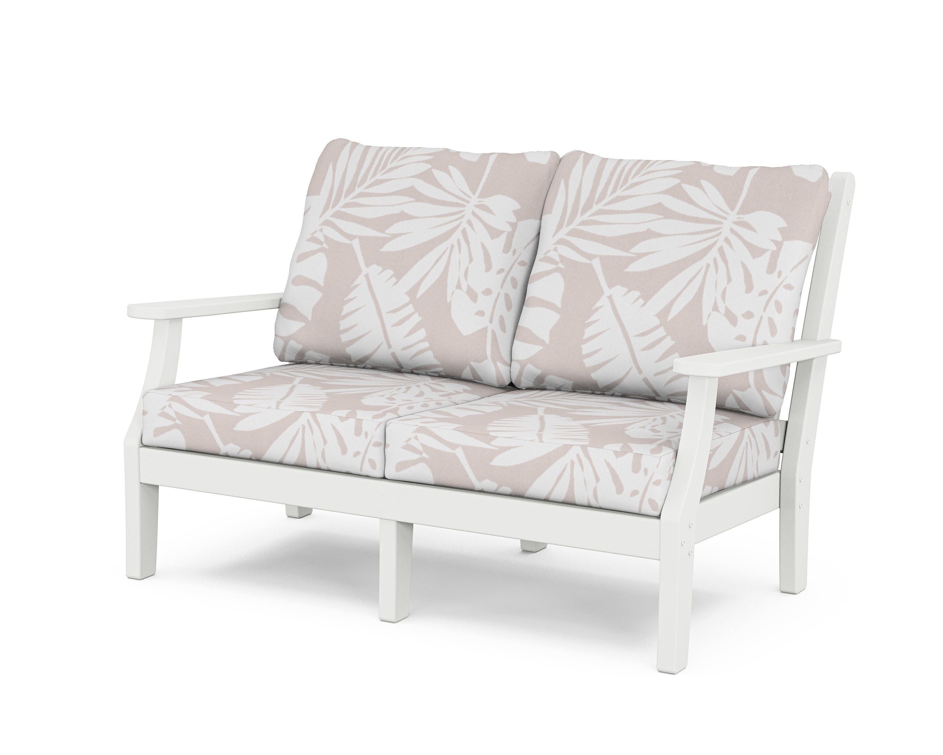 Country Living Wovendale Deep Seating Loveseat in White / Leaf Dune Burlap