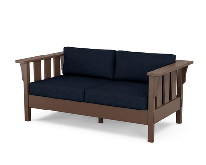 Martha Stewart by POLYWOOD® Acadia Deep Seating Loveseat in Mahogany / Marine Indigo