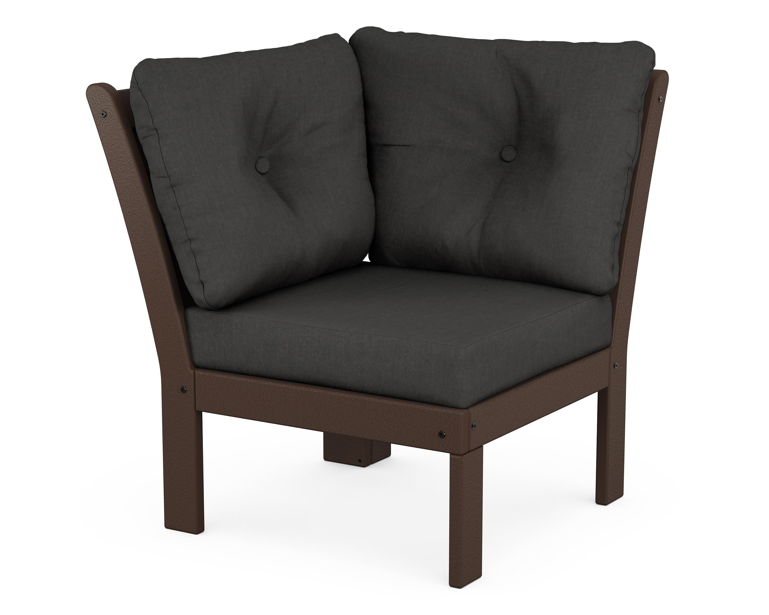 POLYWOOD® Vineyard Modular Corner Chair in Mahogany / Spectrum Carbon