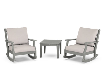Country Living Wovendale 3-Piece Deep Seating Rocker Set in Slate Grey / Dune Burlap