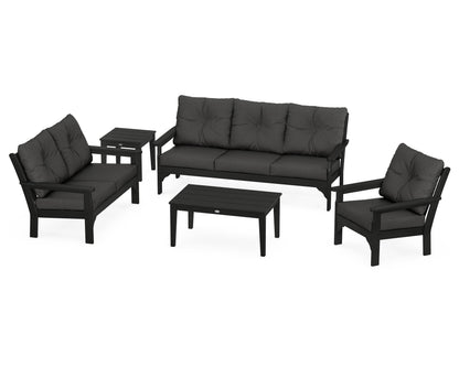 POLYWOOD® Vineyard 5 Piece Deep Seating Set in Black / Spectrum Carbon