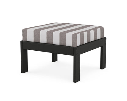 POLYWOOD® Vineyard Modular Ottoman in Black / Cabana Stripe Grey Mist