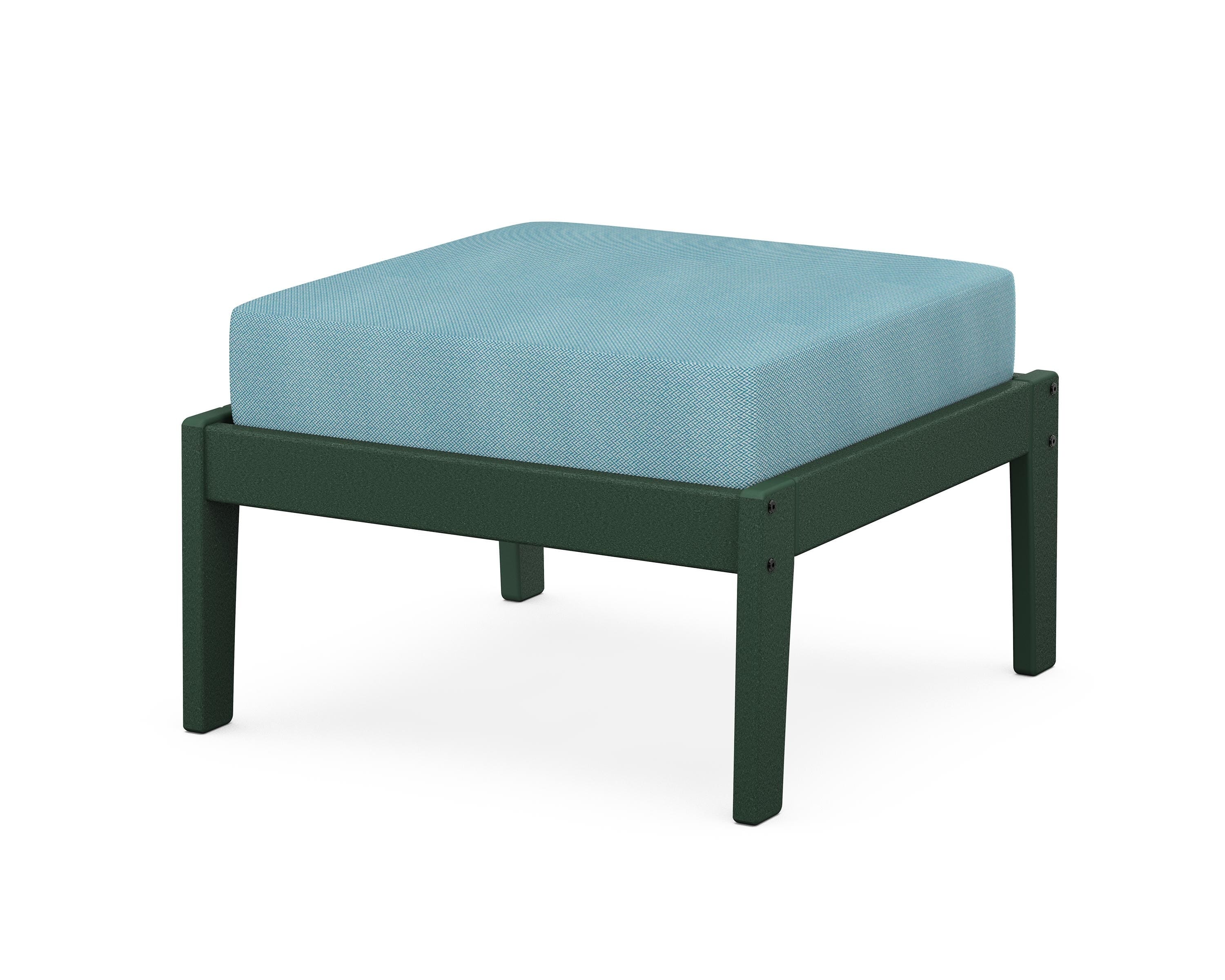 Unbranded Deep Seating Ottoman in Green / Lattice Sky Blue