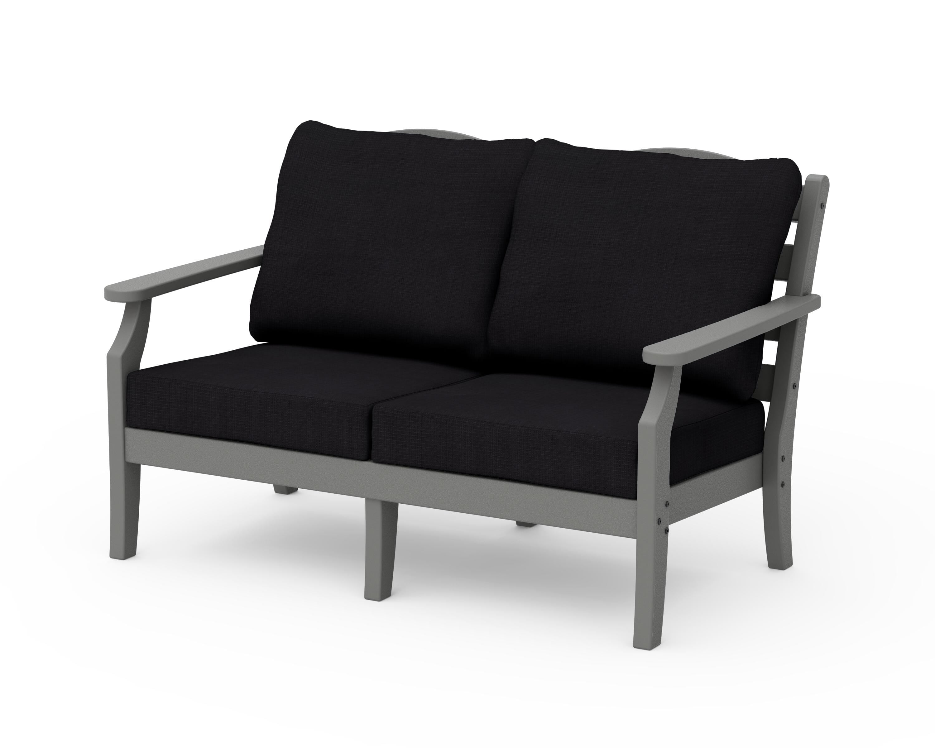 Draper James™ by  POLYWOOD® Savannah Deep Seating Loveseat in Slate Grey / Midnight Linen