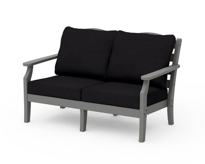 Draper James™ by  POLYWOOD® Savannah Deep Seating Loveseat in Slate Grey / Midnight Linen