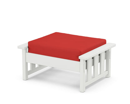 Martha Stewart by POLYWOOD® Acadia Deep Seating Ottoman in White / Crimson Linen