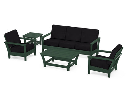 POLYWOOD® Harbour 5-Piece Deep Seating Set in Green / Midnight Linen