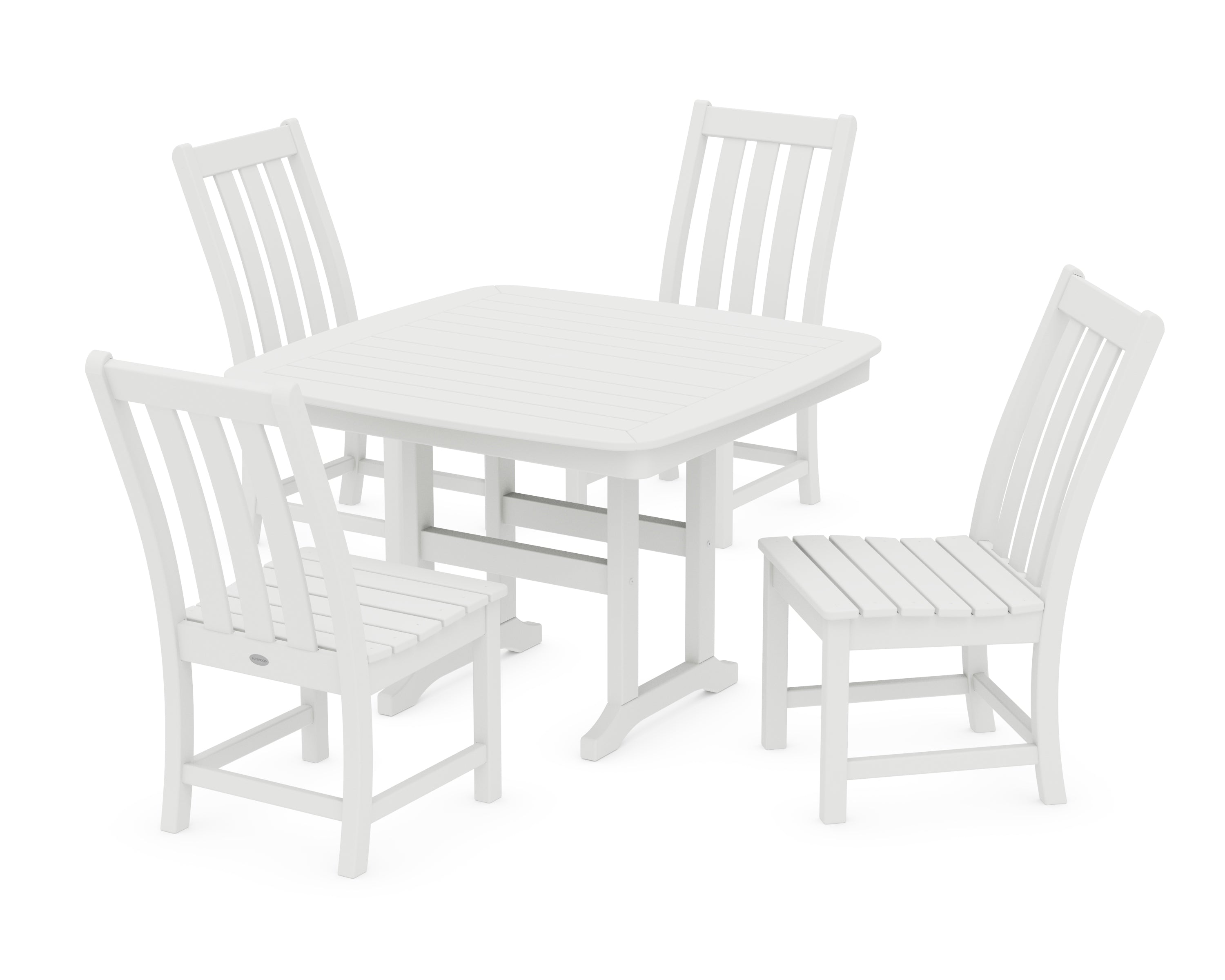 POLYWOOD® Vineyard Side Chair 5-Piece Dining Set with Trestle Legs in White