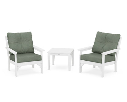 POLYWOOD® Vineyard 3-Piece Deep Seating Set in White / Cast Sage