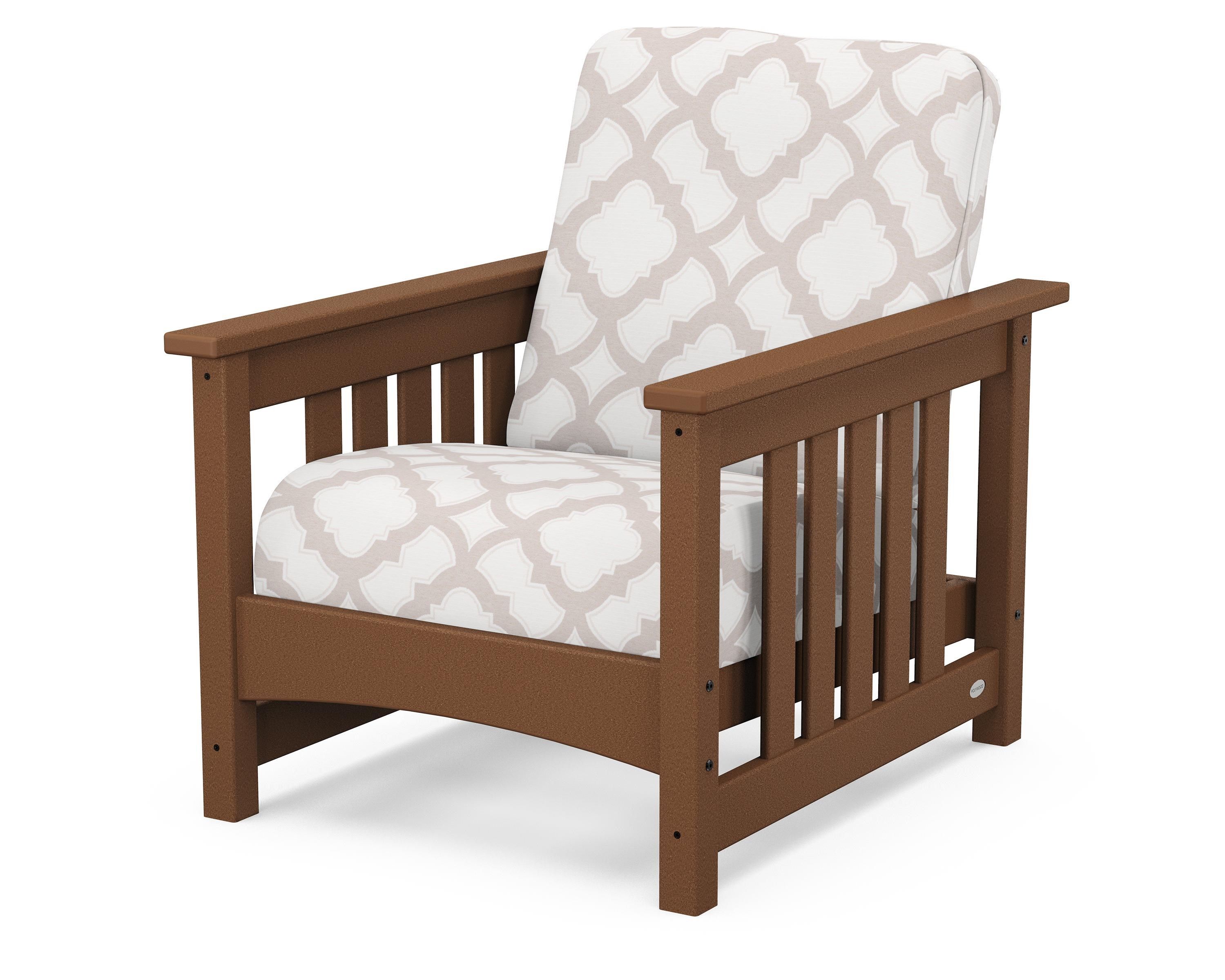 POLYWOOD® Club Mission Chair in Teak / Trellis Dune Burlap