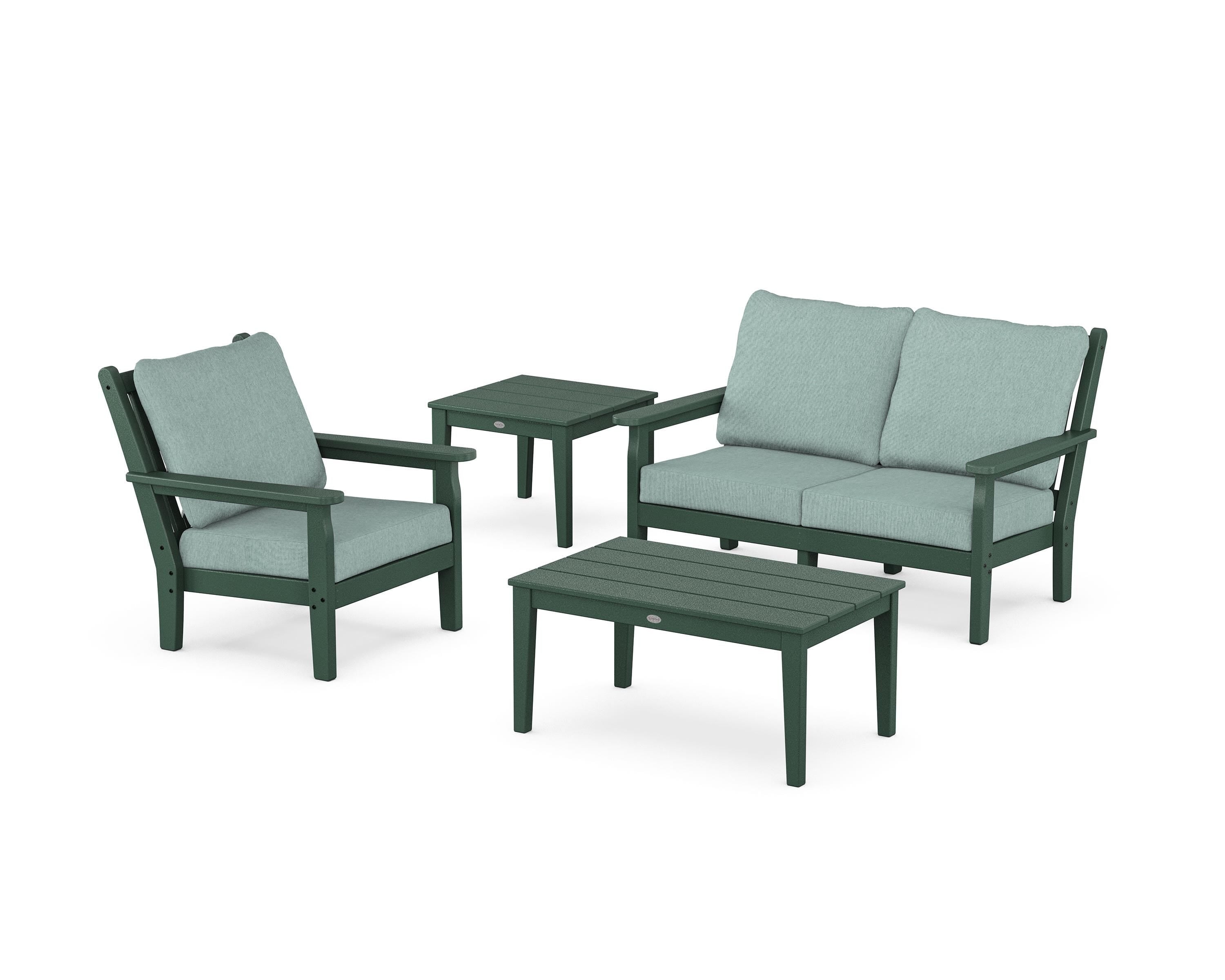 POLYWOOD® Chippendale 4-Piece Deep Seating Set in Green / Glacier Spa