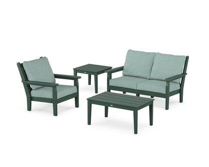 POLYWOOD® Chippendale 4-Piece Deep Seating Set in Green / Glacier Spa