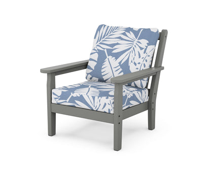 POLYWOOD® Chippendale Deep Seating Chair in Slate Grey / Leaf Sky Blue