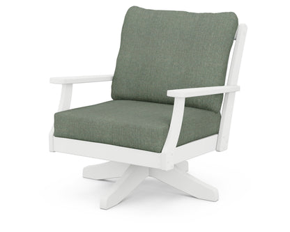 POLYWOOD® Braxton Deep Seating Swivel Chair in White / Cast Sage