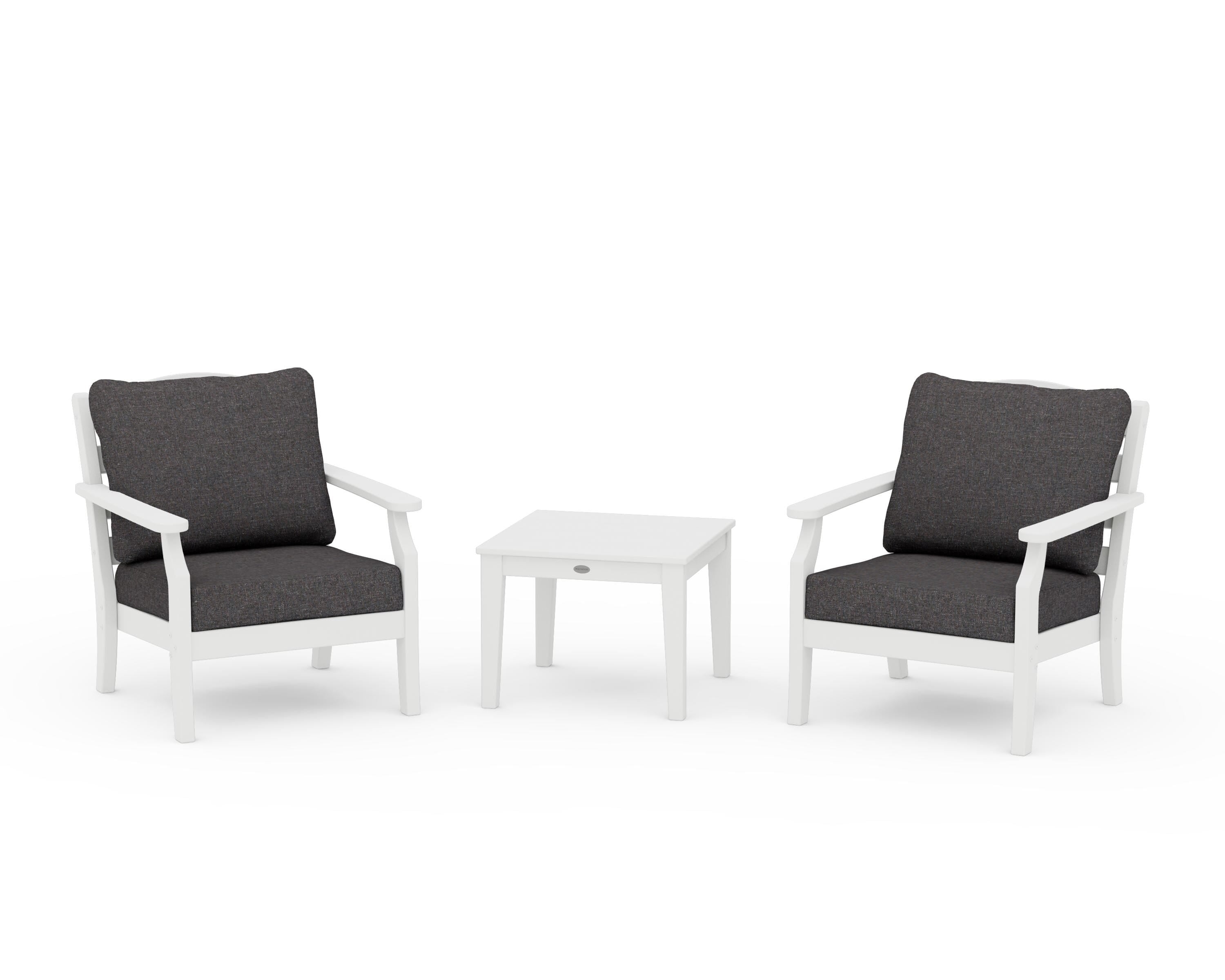 Draper James™ by  POLYWOOD® Savannah 3-Piece Deep Seating Set in White / Ash Charcoal