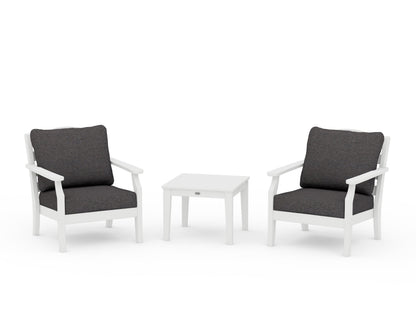 Draper James™ by  POLYWOOD® Savannah 3-Piece Deep Seating Set in White / Ash Charcoal