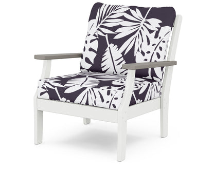 POLYWOOD® Braxton Deep Seating Chair in White / Driftwood / Leaf Navy