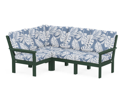 POLYWOOD® Vineyard 4-Piece Sectional in Green / Leaf Sky Blue