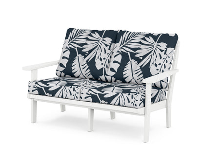 POLYWOOD® Mission Deep Seating Loveseat in White / Leaf Marine Indigo
