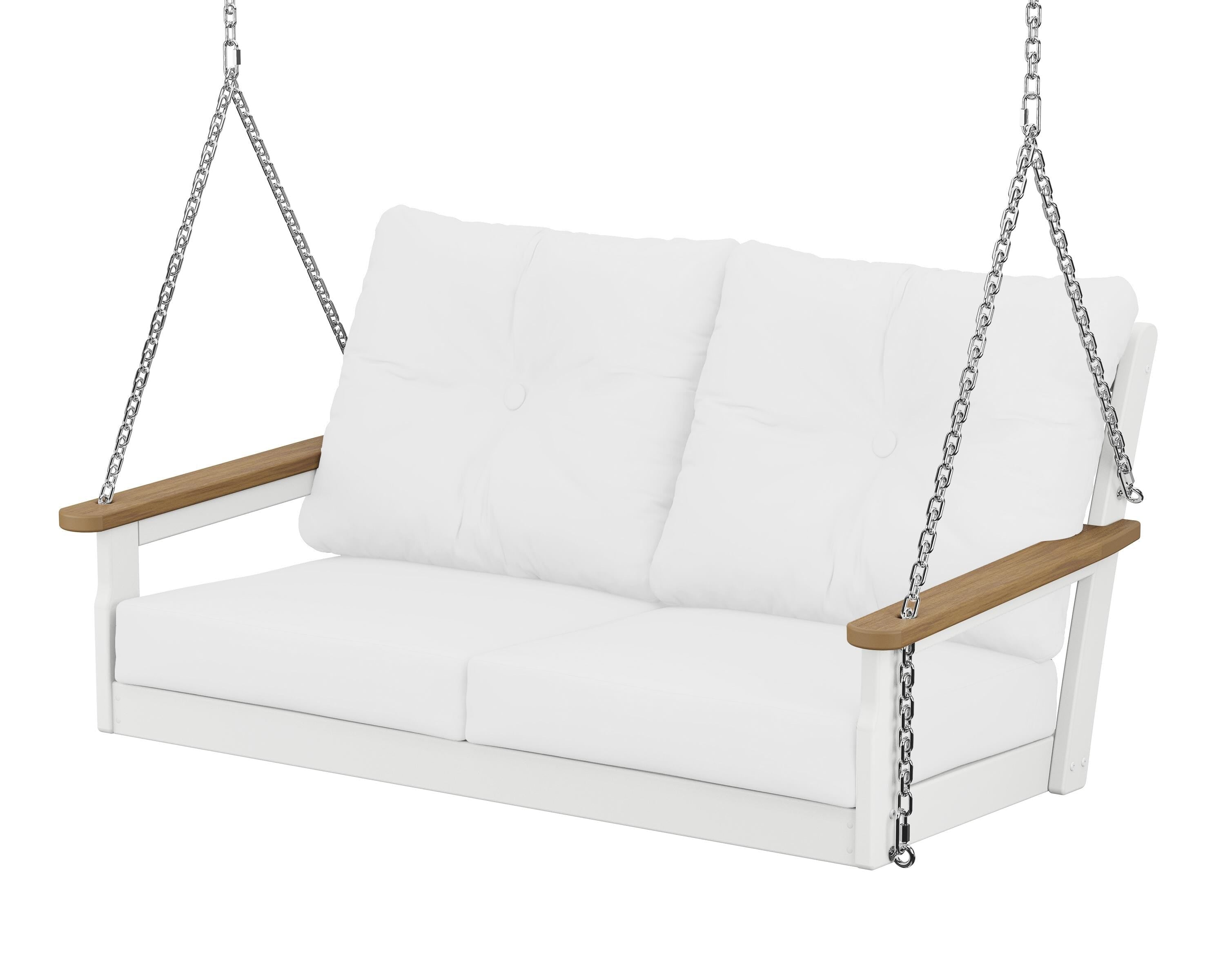 POLYWOOD® Vineyard Deep Seating Swing in White / Natural / Natural