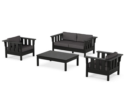 Martha Stewart by POLYWOOD® Acadia 4-Piece Deep Seating Set with Loveseat in Black / Ash Charcoal