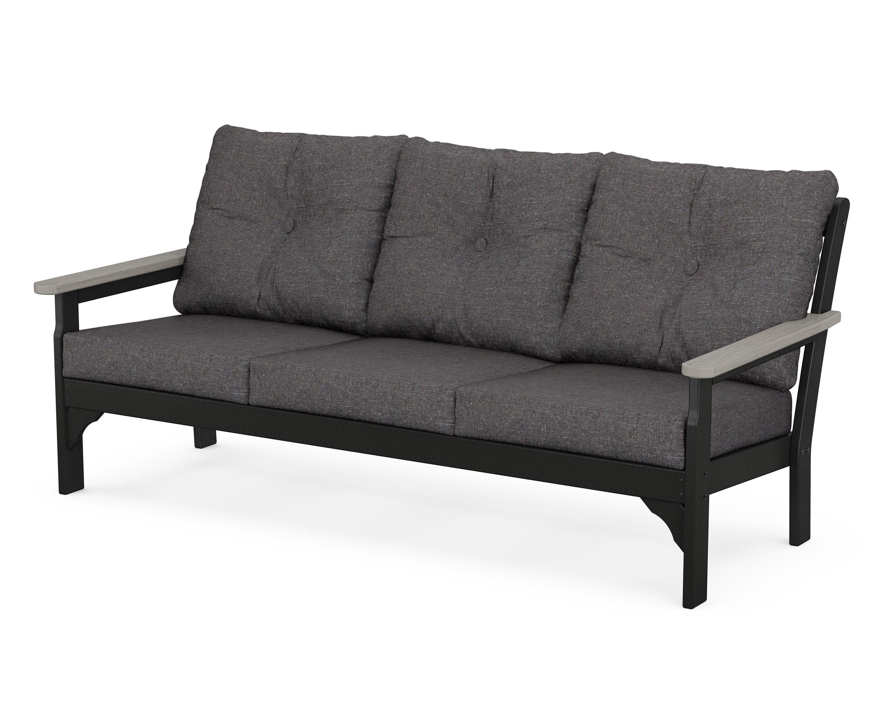 POLYWOOD® Vineyard Deep Seating Sofa in Black / Driftwood / Ash Charcoal