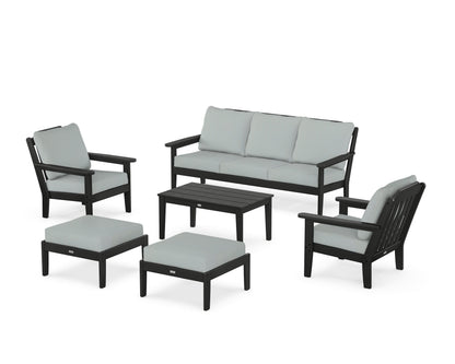 Country Living Cottage 6-Piece Lounge Sofa Set in Black / Spa