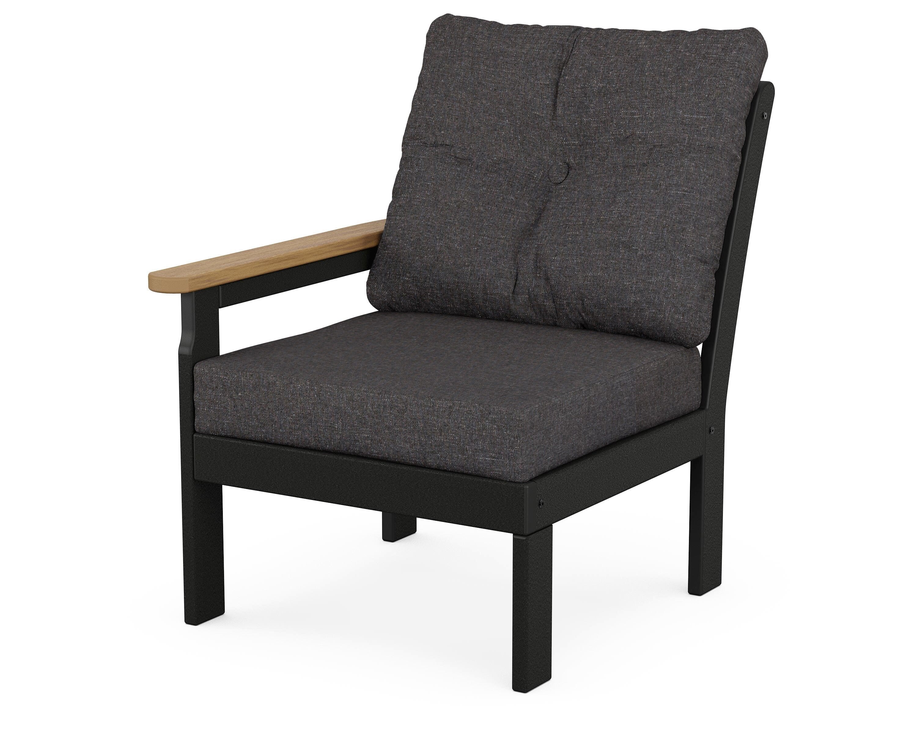 POLYWOOD® Vineyard Modular Left Arm Chair in Black / Natural / Ash Charcoal